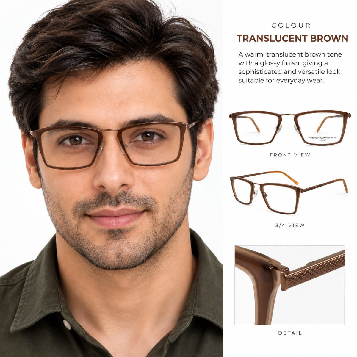 French Connection Full Frame Rectangle For Men 154704 - Eyedentity Opticians