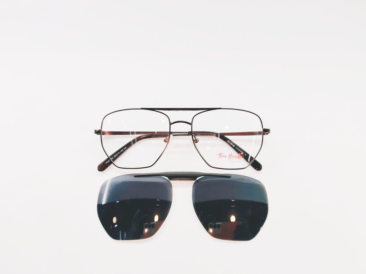 iDom Eyeglasses Full Rim Geometry Aviator Clip on For Men & Women 361153