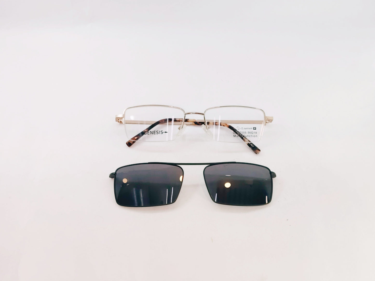 iDom Eyeglasses Half Rim Rectangle Clip on For Men 99887