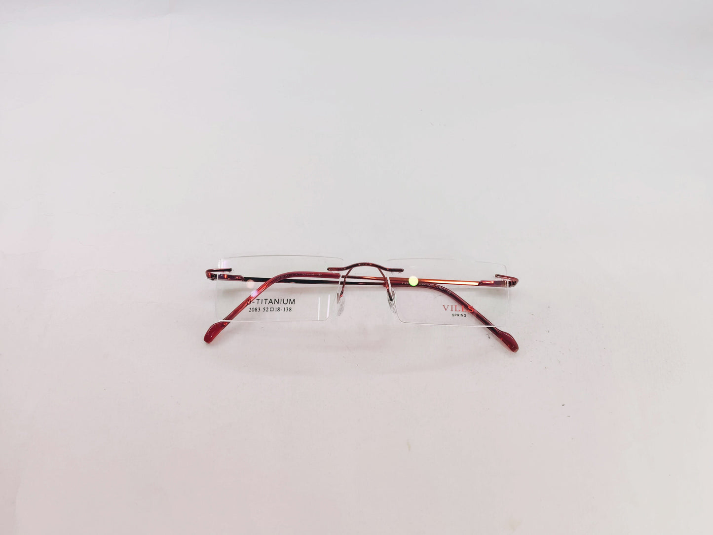 iDom Eyeglasses Red Rimless Rectangle Specs For Men 131612
