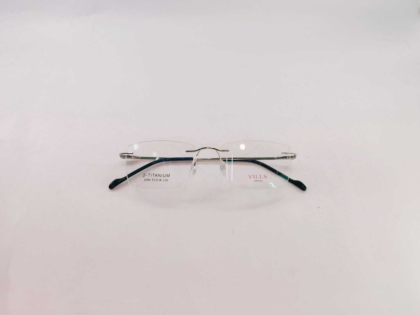 iDom Eyeglasses Silver Rimless Rectangle Specs For Men 131612