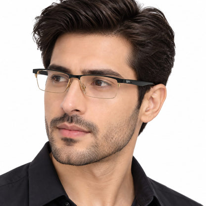 Ray-Ban  RB6443I Black Half Rim Frame Rectangle For Men 203636