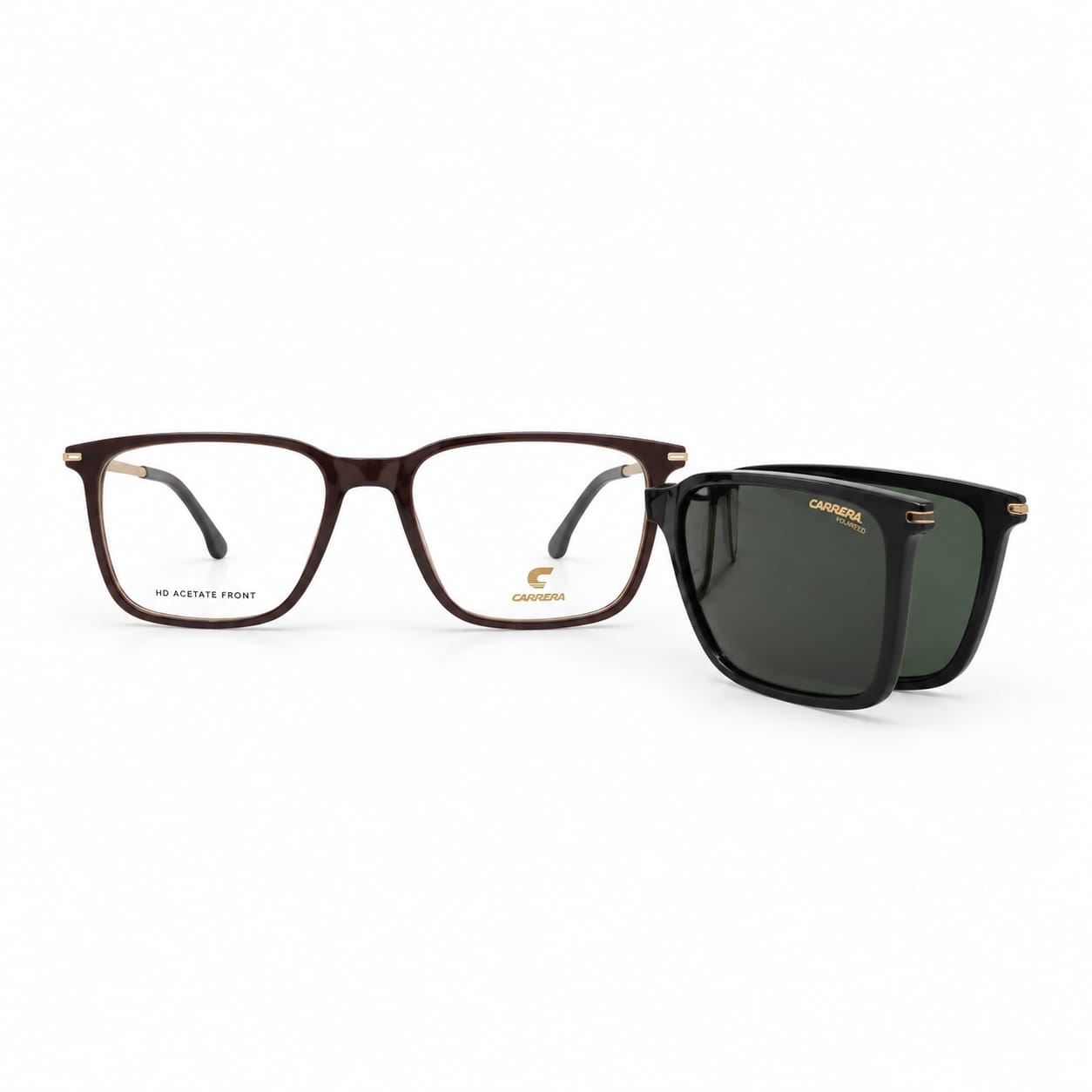 Carrera CA 357 Brown Full Rim Frame With CLIP-ON Sunglasses for Men 218285
