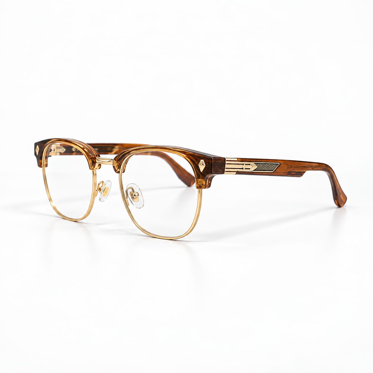 Clubmaster Brown Mounted Eyeglasses For Men 355308