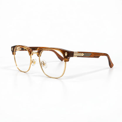 Clubmaster Brown Mounted Eyeglasses For Men 355308