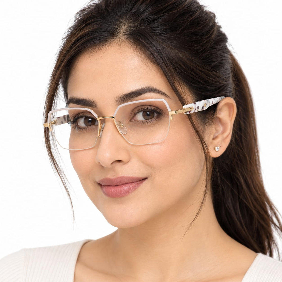 Half Frame Opium Eyewear Geometric Hexagon Shape For Women 095904