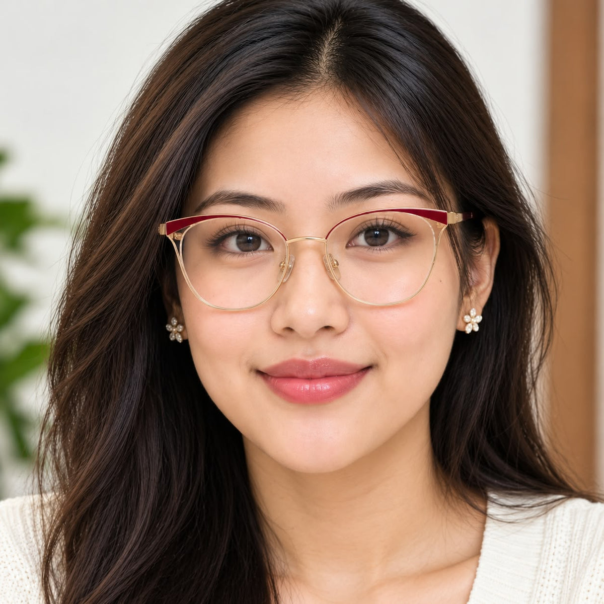 Full Frame Metal Eyewear Round Cat Eyed Shape For Women 168243