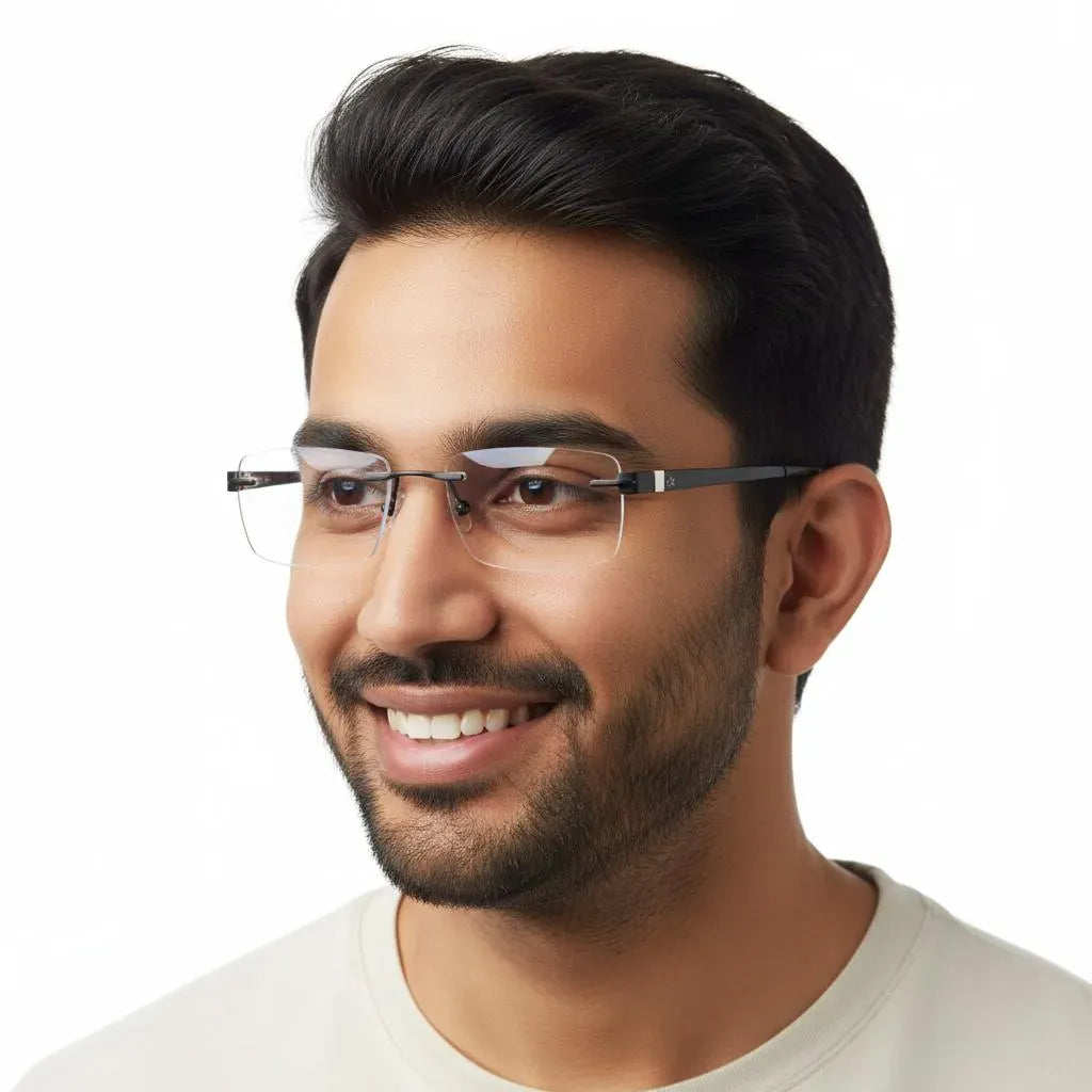 Calvin Klein Eyeglasses Calvin Klein- Rimless Rectangle Specs For Men 280533