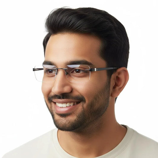 Calvin Klein Eyeglasses Calvin Klein- Rimless Rectangle Specs For Men 280533