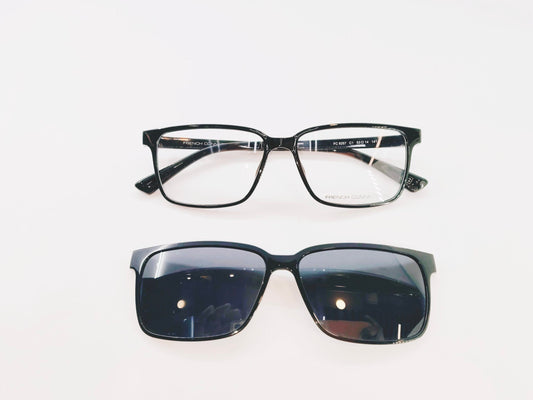 French Connection Eyeglasses French Connection Full Rim Rectangle Clip-On For Men & Women 155287