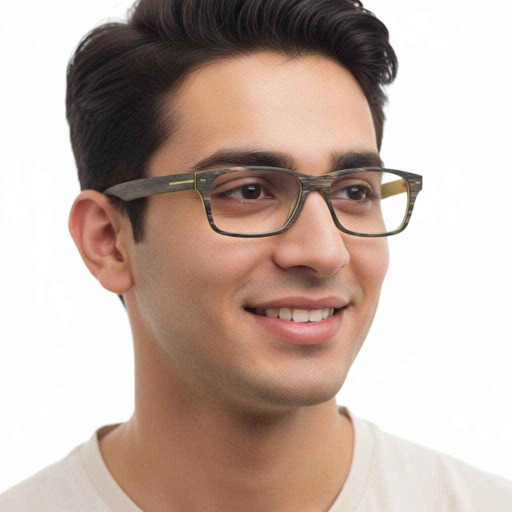 iDom Eyeglasses Full Frame Wooden Rectangle Specs For Men 288609