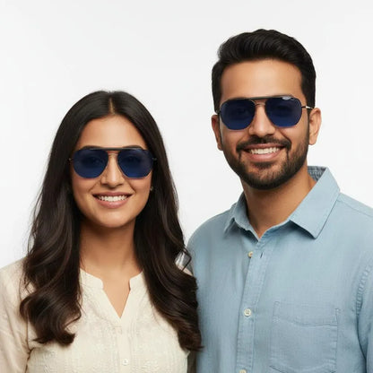 iDom Eyeglasses Full Rim Geometry Aviator Clip on For Men & Women 361153