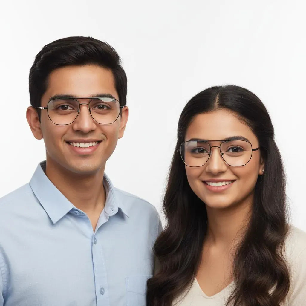 iDom Eyeglasses Full Rim Geometry Aviator Clip on For Men & Women 361153