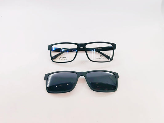 iDom Eyeglasses Full Rim Rectangle Clip on For Men 106674