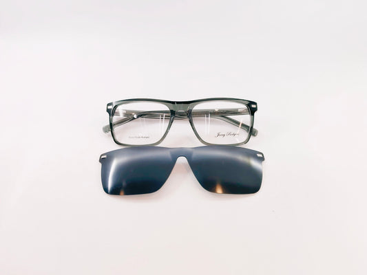iDom Eyeglasses Full Rim Rectangle Clip on For Men 126621