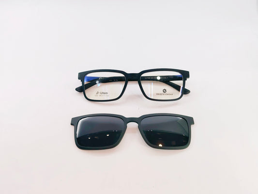 iDom Eyeglasses Full Rim Rectangle Clip on For Men 293621