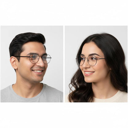 iDom Eyeglasses Full Rim Round Clip on For Men & Women 190971
