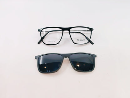 iDom Eyeglasses Full Rim Square Clip on For Men 10026C1