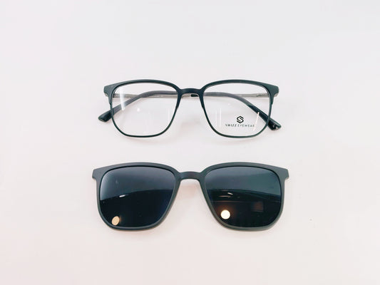 iDom Eyeglasses Full Rim Square Clip on For Men 310458