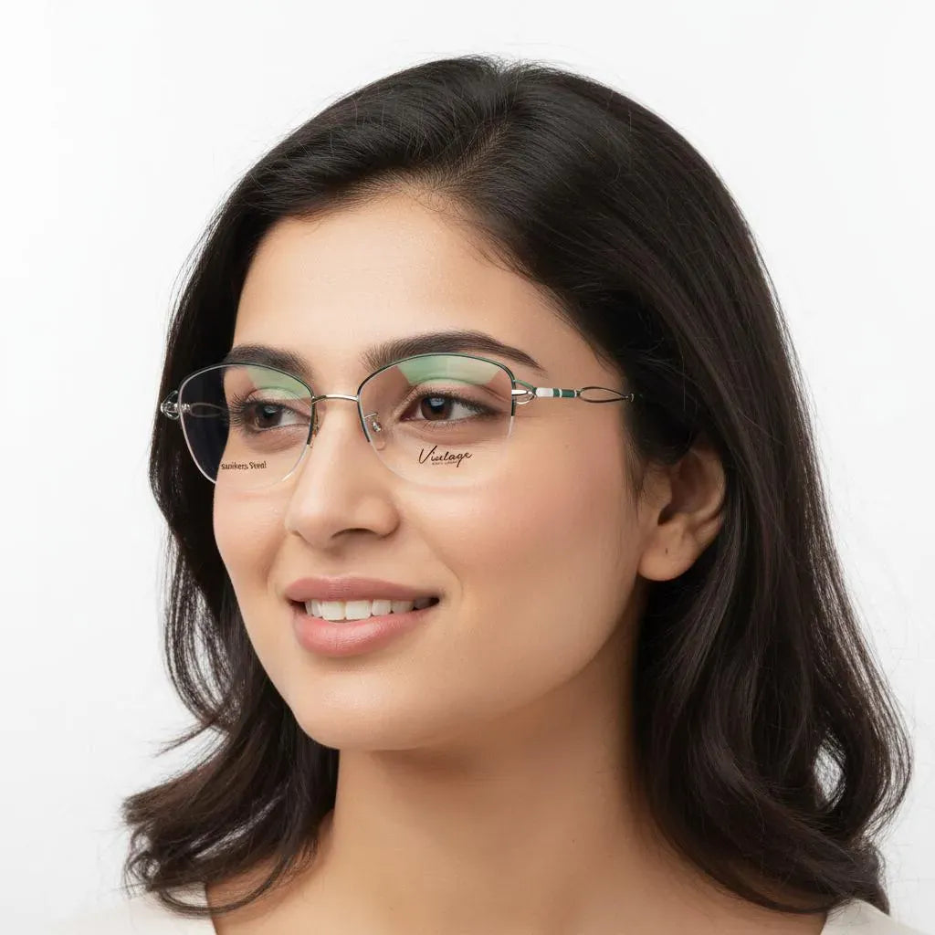 iDom Eyeglasses Half Frame Oval Specs For Women 119610