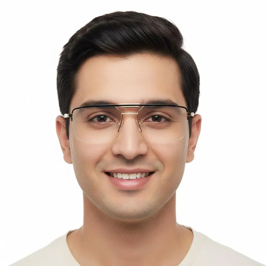 iDom Eyeglasses Half Frame Rectangle Specs For Men 109800