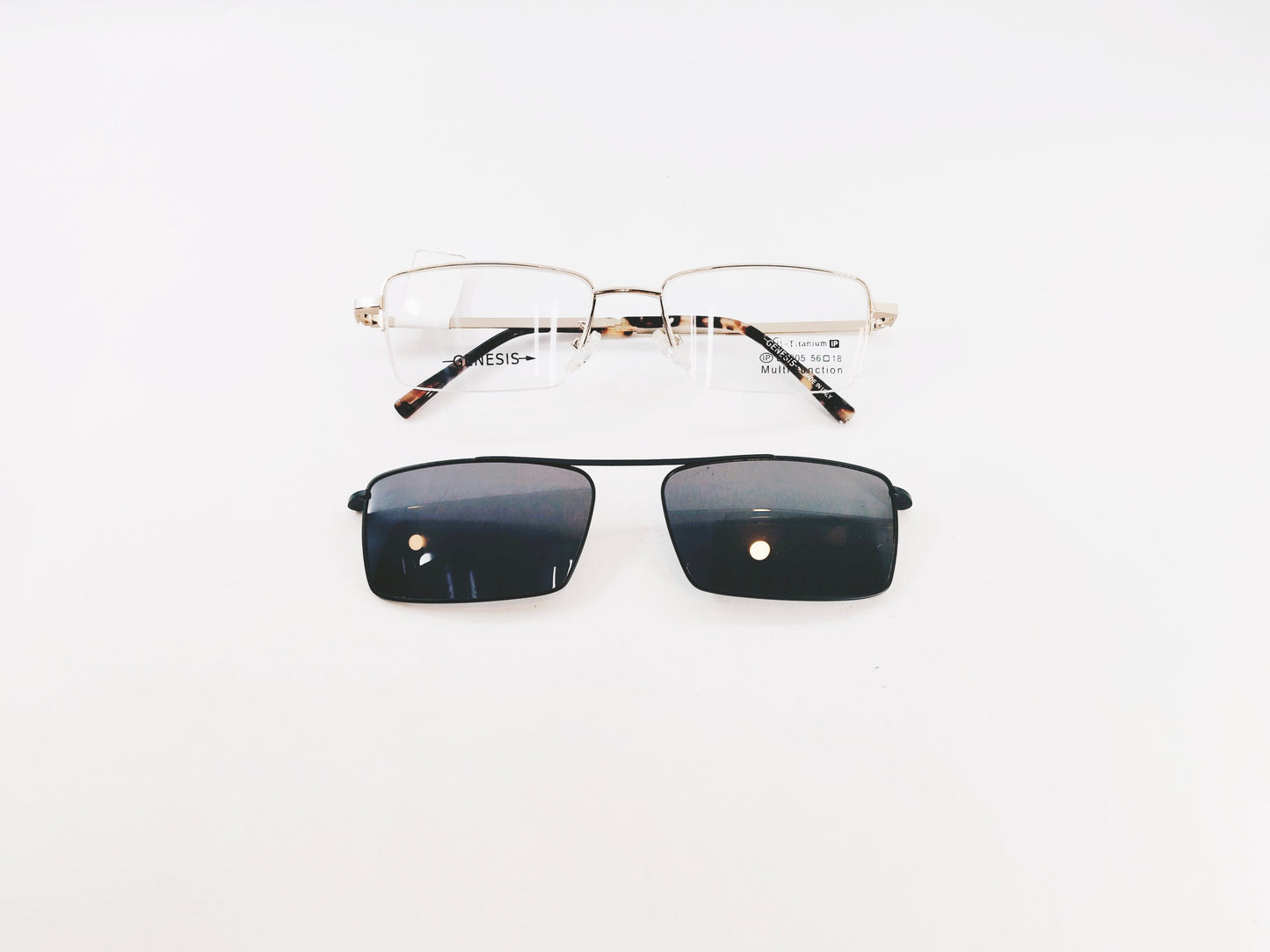 iDom Eyeglasses Half Rim Rectangle Clip on For Men 87D7005