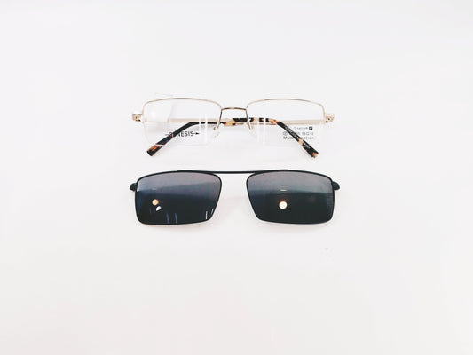 iDom Eyeglasses Half Rim Rectangle Clip on For Men 87D7005
