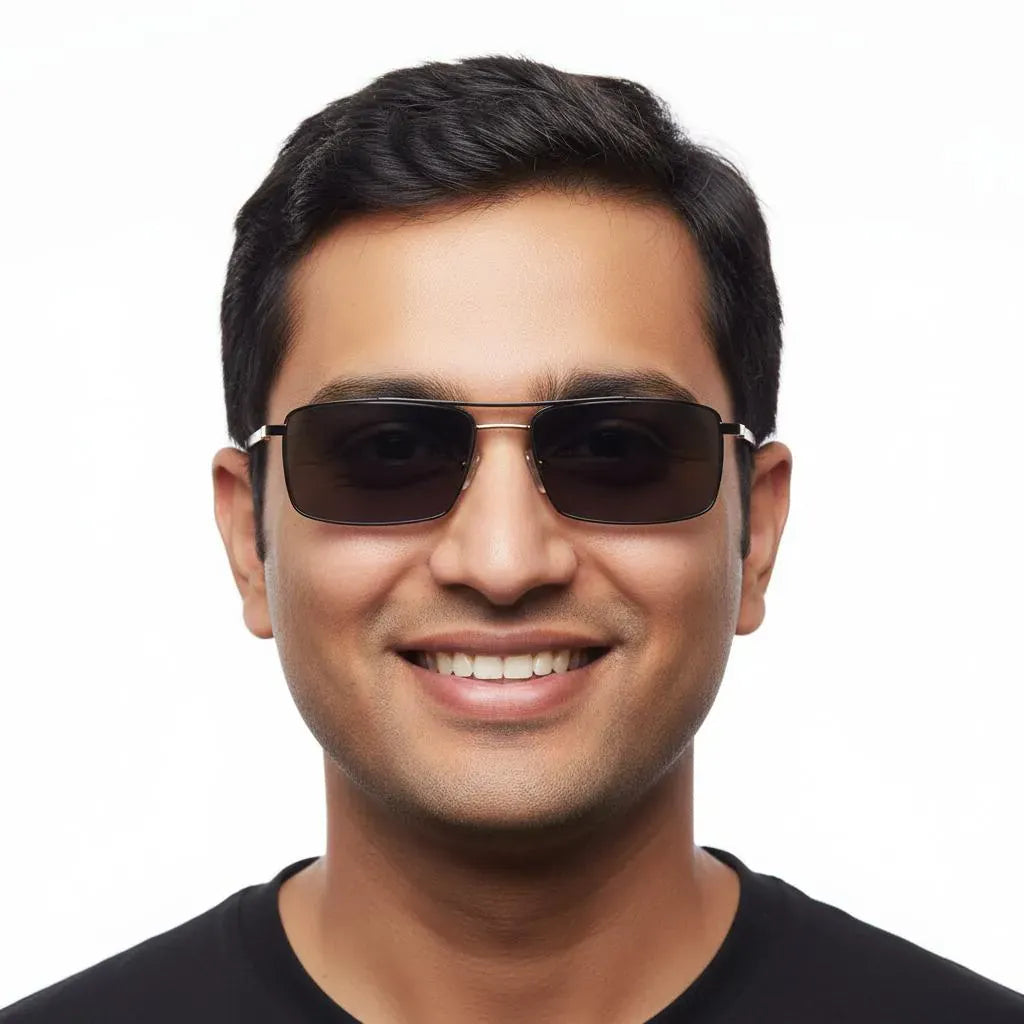 iDom Eyeglasses Half Rim Rectangle Clip on For Men 99887