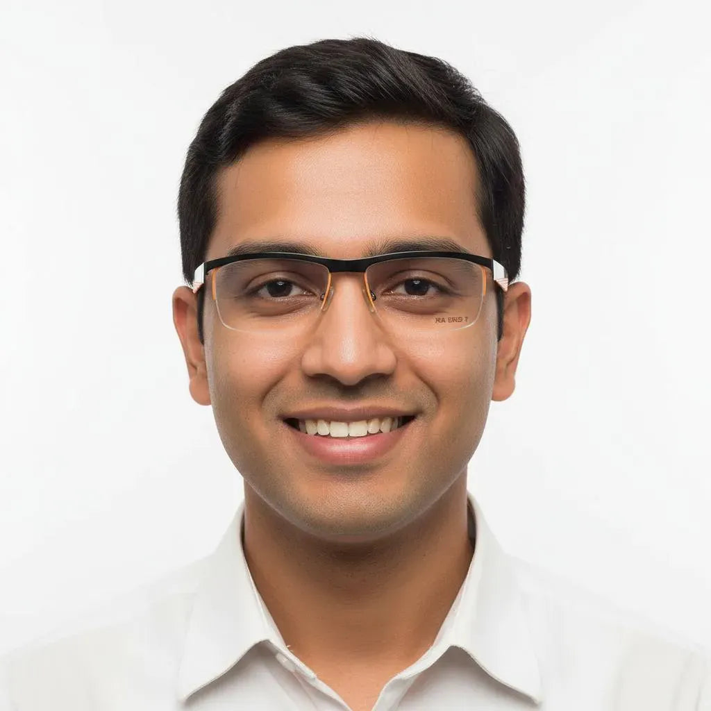 iDom Eyeglasses Half Rim Rectangle For Men 75F384