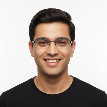 iDom Eyeglasses Half Rim Rectangle Shape for Men 220320