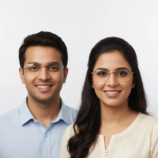 iDom Eyeglasses Half Rim Rectangle Specs for Men & Women 246515