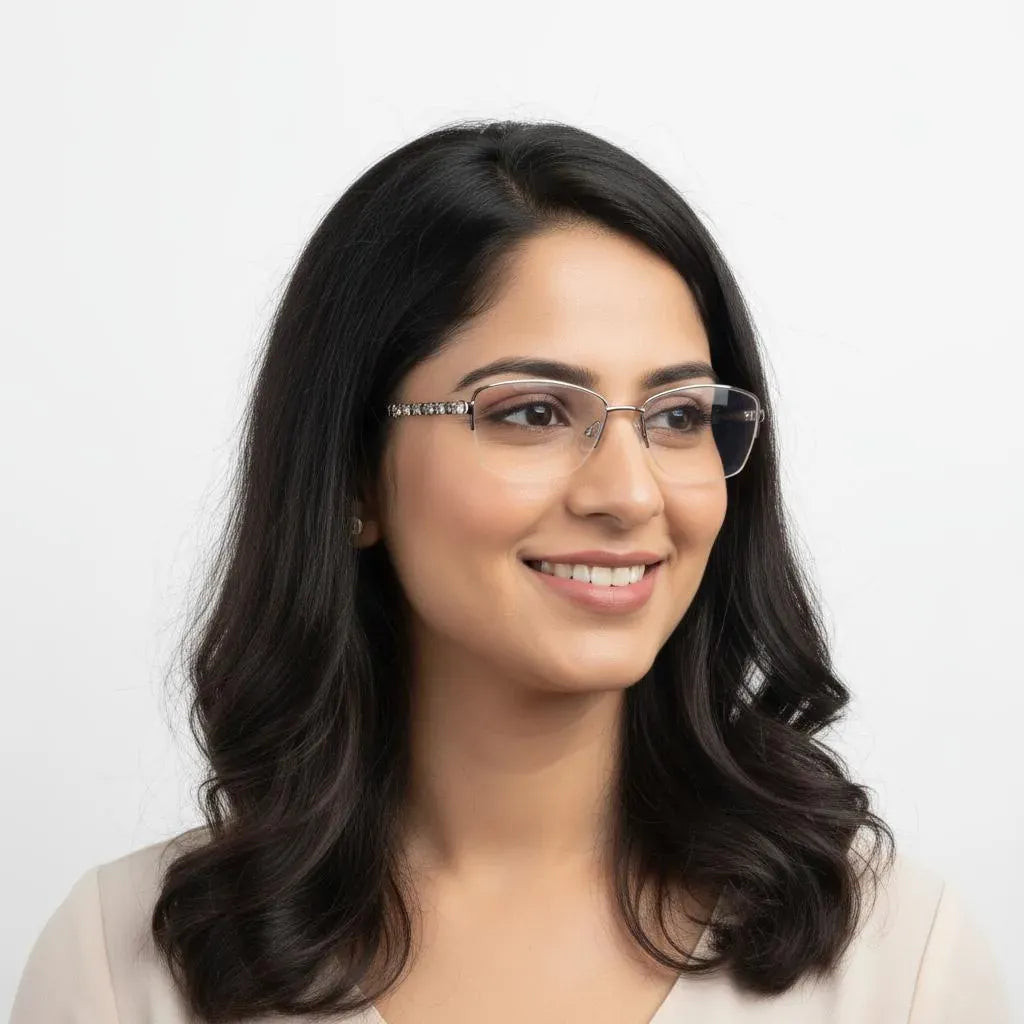 iDom Eyeglasses Half Rim Rectangle Specs for Women 317575