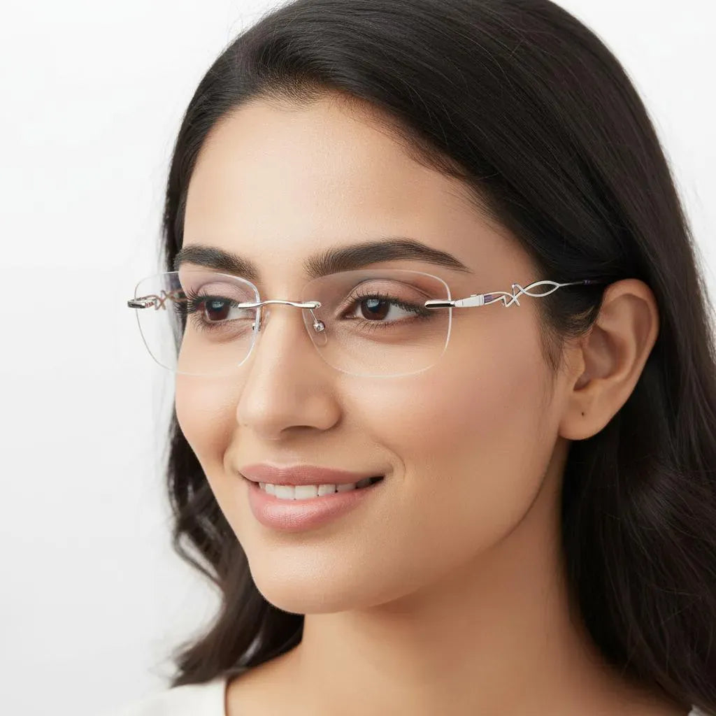 iDom Eyeglasses Rimless Cat-Eye Shape For Women 323802