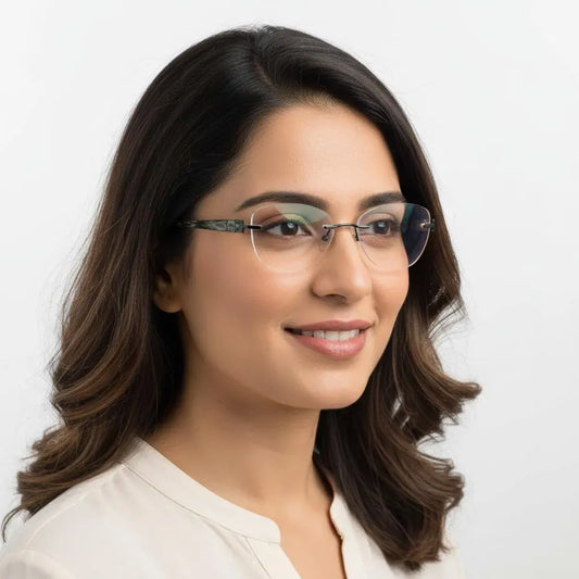 iDom Eyeglasses Rimless Cat-Eye Shape For Women SF2140R