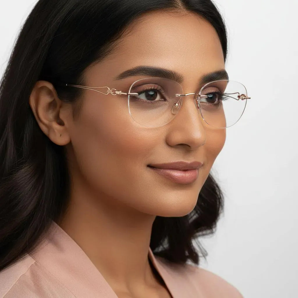 iDom Eyeglasses Rimless Oval Shape for Women 210406