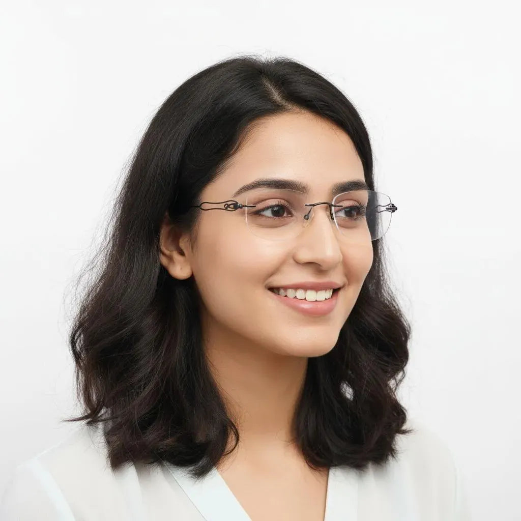 iDom Eyeglasses Rimless Oval Specs For Women 213957