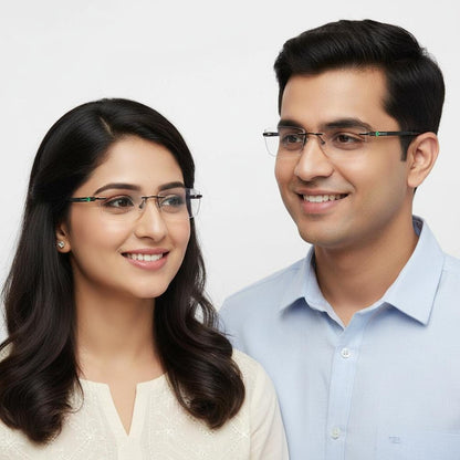 iDom Eyeglasses Rimless Rectangle Specs For Men & Women 153661