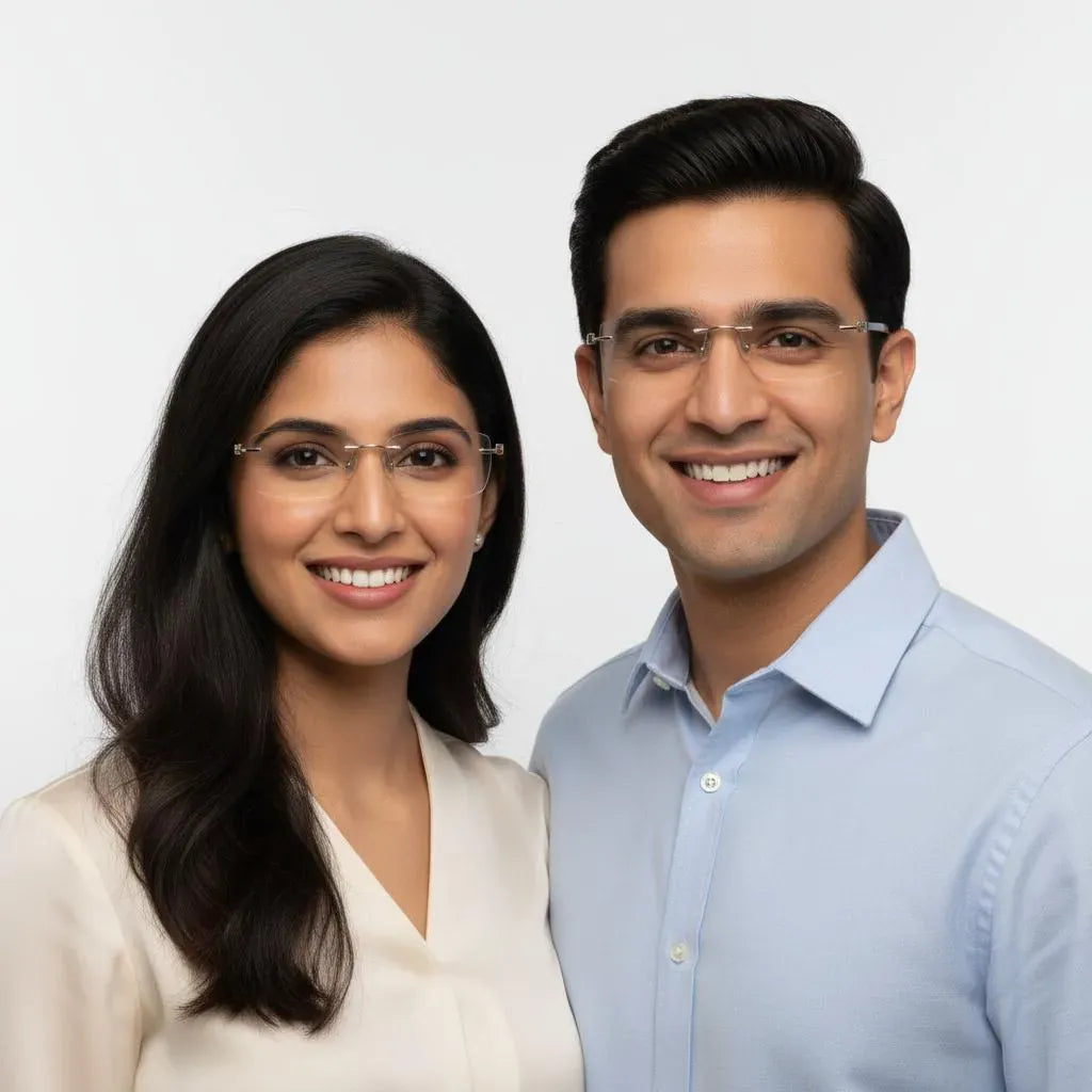 iDom Eyeglasses Rimless Rectangle Specs For Men & Women 168195