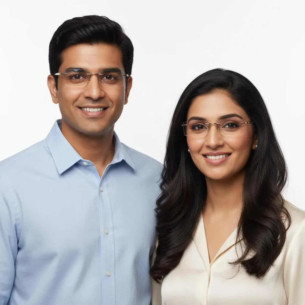 iDom Eyeglasses Rimless Rectangle Specs For Men & Women 252597