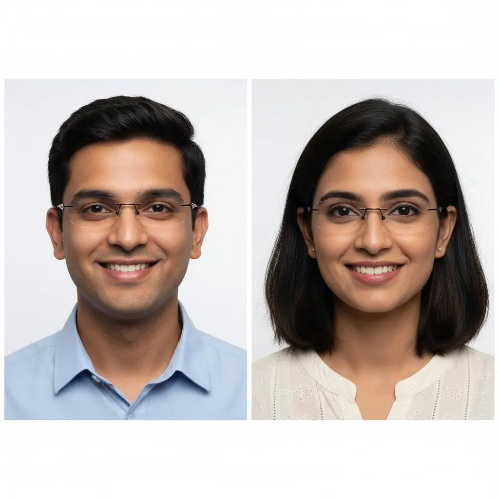 iDom Eyeglasses Rimless Rectangle Specs For Men & Women 271009