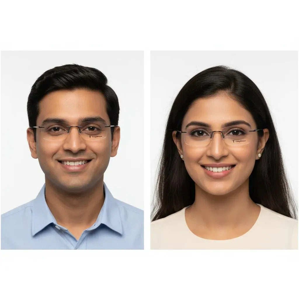 iDom Eyeglasses Rimless Rectangle Specs For Men & Women 319020