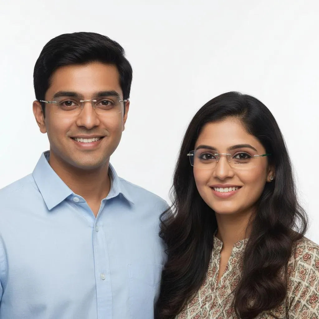 iDom Eyeglasses Rimless Rectangle Specs For Men & Women 319022