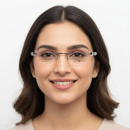 iDom Eyeglasses Rimless Rectangle Specs For Men & Women 326473