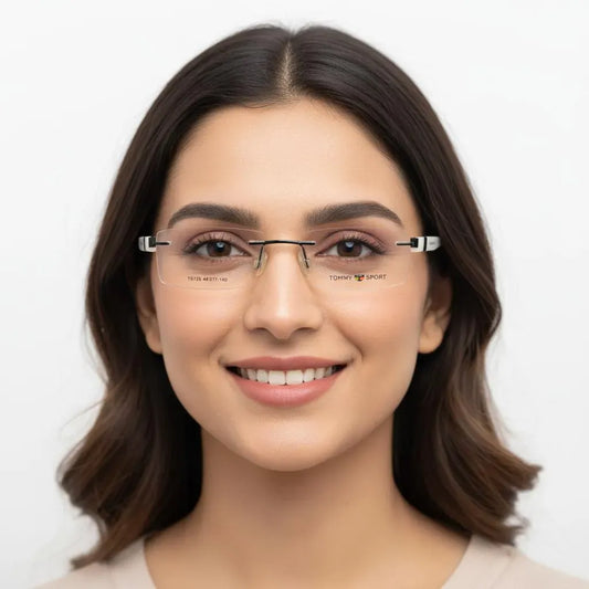 iDom Eyeglasses Rimless Rectangle Specs For Men & Women 326473