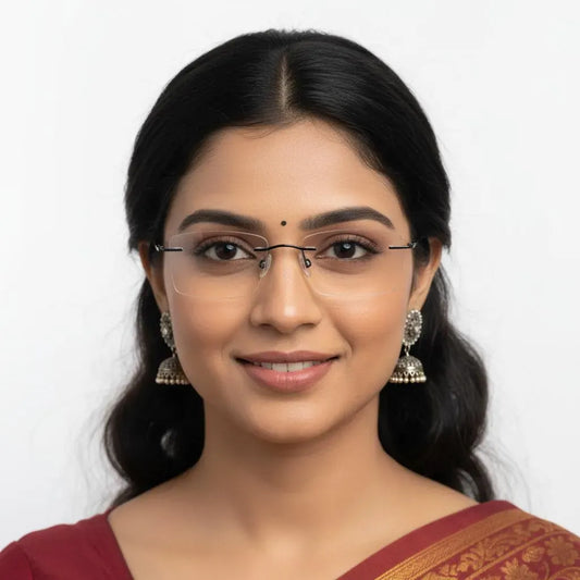 iDom Eyeglasses Rimless Rectangle Specs For Women 146224