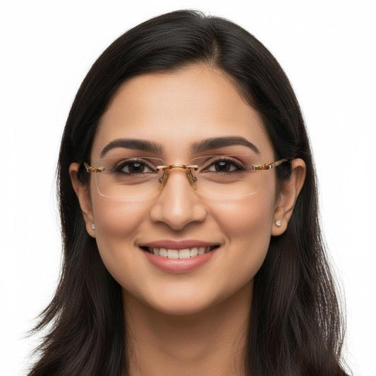 iDom Eyeglasses Rimless Rectangle Specs For Women 230109