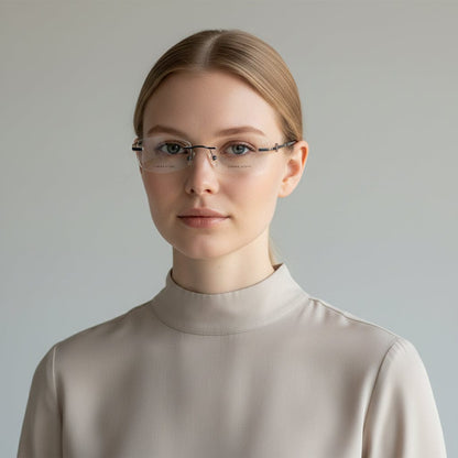 iDom Eyeglasses Rimless Rectangle Specs For Women 278371