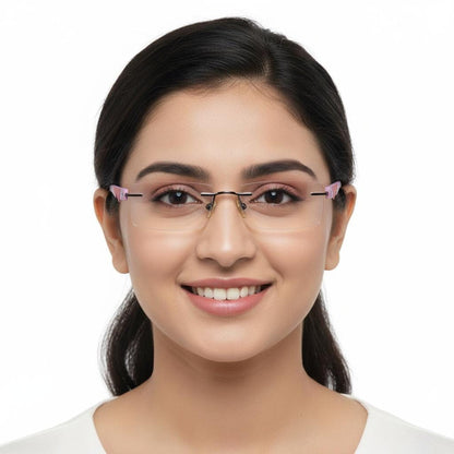 iDom Eyeglasses Rimless Rectangle Specs For Women 301850