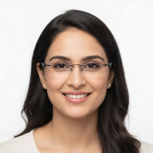 iDom Eyeglasses Rimless Rectangle Specs For Women 425411