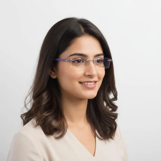 iDom Eyeglasses Rimless Rectangle Specs For Women 617769